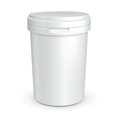 Tatlı, yoğurt, dondurma, ekşi krema veya aperatif için beyaz küvet gıda plastik konteyner. Tasarımınız için hazır. Ürün Ambalaj