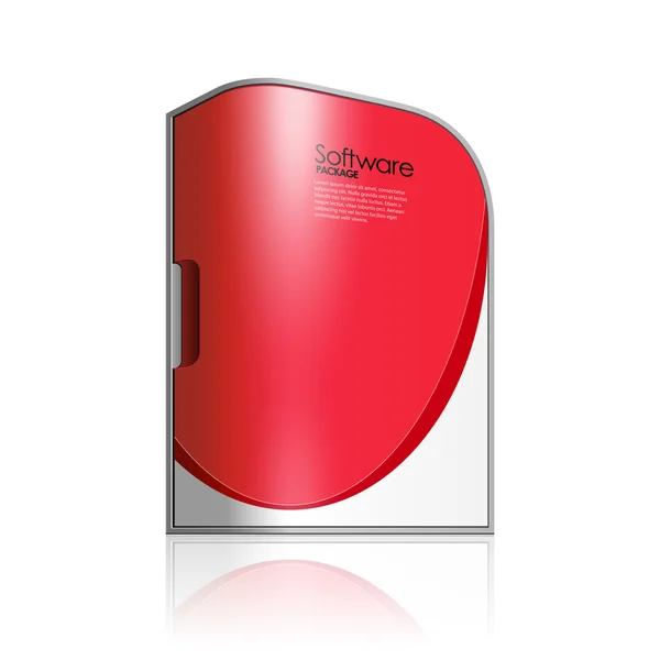 Paquete de caja de software rojo con esquinas redondeadas — Vector de stock