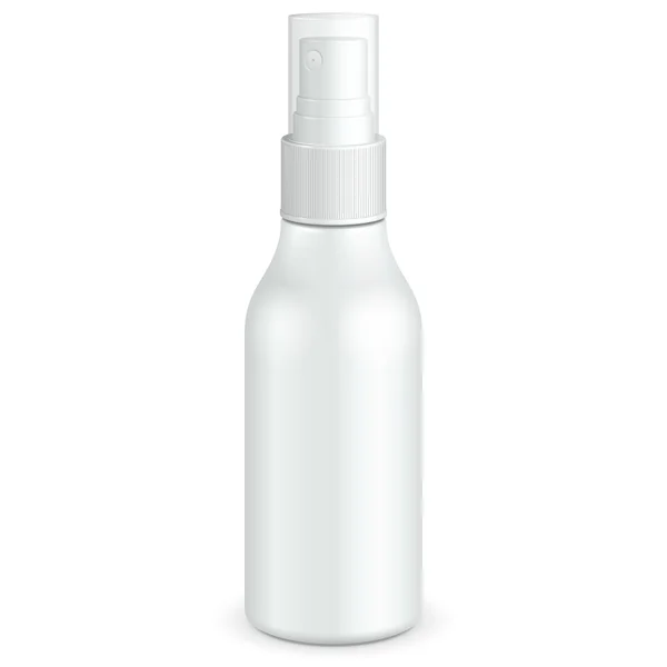 Spray Cosmétique Parfum, Déodorant, Désodorisant ou Médicaments Antiseptiques Médicaux Bouteille en plastique Blanc. Prêt pour votre conception . — Image vectorielle