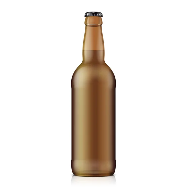 Garrafa de cerveja de vidro marrom em fundo branco isolado. Pronto para o seu design. Embalagem do produto . — Vetor de Stock