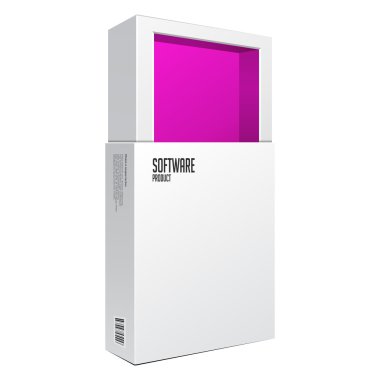 Opened White Modern Software Package Box Pink Inside For DVD, CD Disk Or Other Your Product