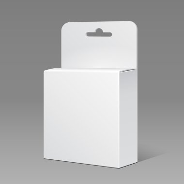 White Product Package Box Illustration. Products On Gray Background. Ready For Your Design. Product Packing. Vector EPS10