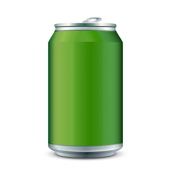 Groene metalen aluminium drank drinken kan 330 ml. klaar voor uw ontwerp. Product verpakking Vector Eps10 — Stockvector