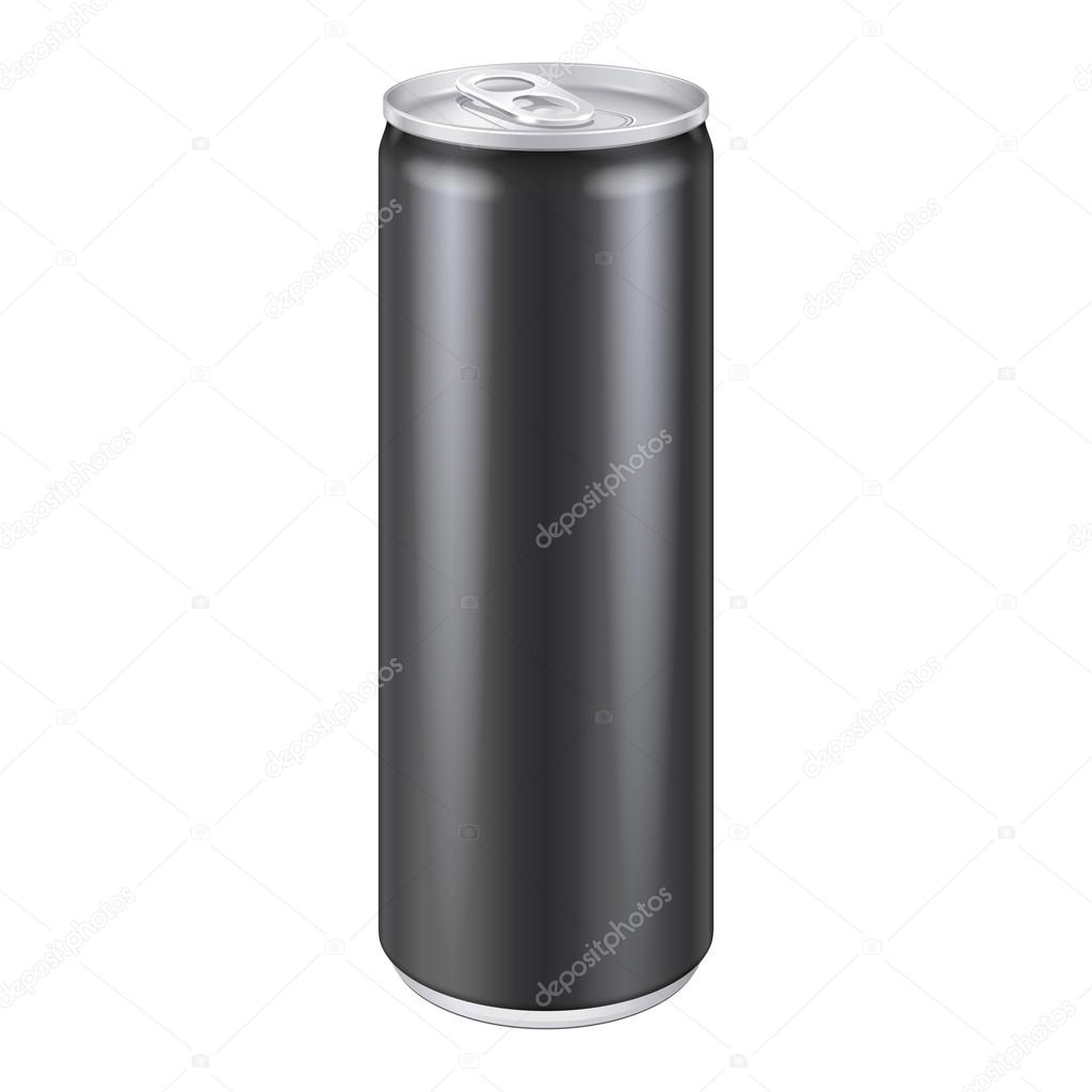 Black Metal Aluminum Beverage Drink Can 250ml. Ready For Your Design. Product Packing Vector EPS10