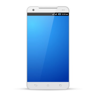 White Smartphone Template Mockup Display Screen. Isolated On White Background. Ready For Your Design. Vector EPS10