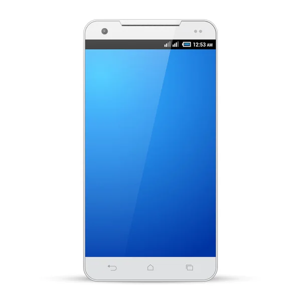 Pantalla de visualización de maqueta de plantilla de Smartphone blanco. Aislado sobre fondo blanco. Listo para tu diseño. Vector EPS10 — Vector de stock