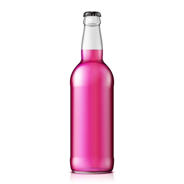 Bespotten glas frambozen aardbei kers limonade Cola schone fles roze op witte achtergrond geïsoleerd. Klaar voor uw ontwerp. Product verpakking. Vector Eps10 — Stockvector