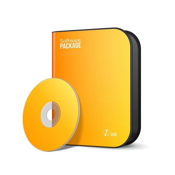 Weiß gelb orange abgerundete moderne Software-Paket-Box mit dvd, CD-Disk oder anderen Ihrem Produkt eps10 — Stockvektor