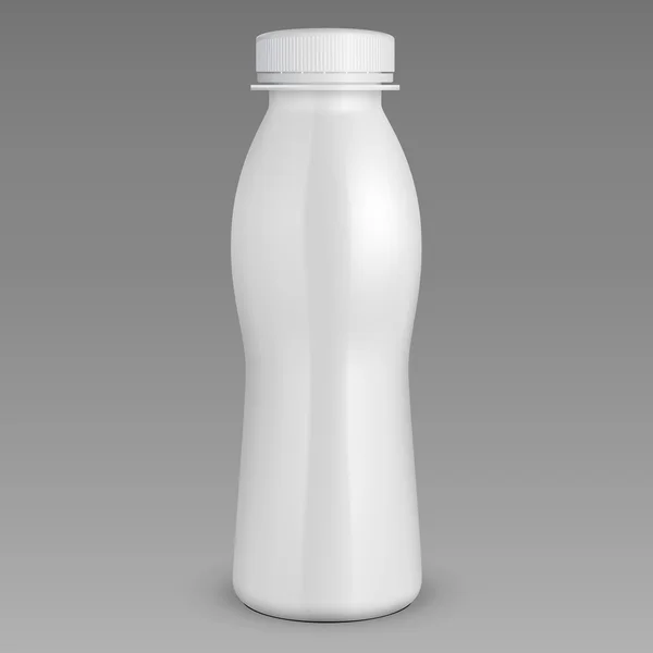 Bottiglia di plastica di latte di yogurt bianco 3D. Pronto per il tuo design. Imballaggio del prodotto. Vettore EPS10 — Vettoriale Stock
