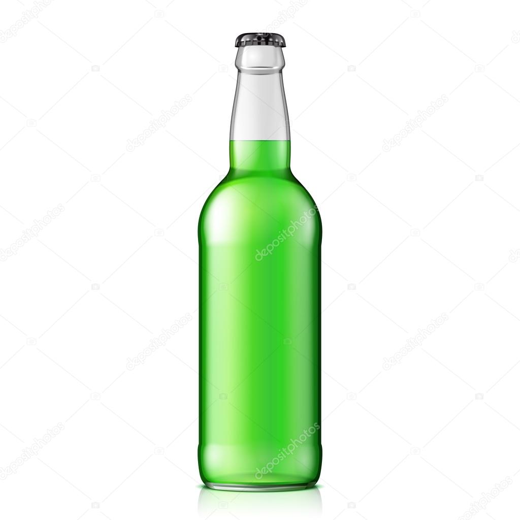 Mock Up Glass Clean Bottle Green On White Background Isolated. Ready For Your Design. Product Packing. Vector EPS10