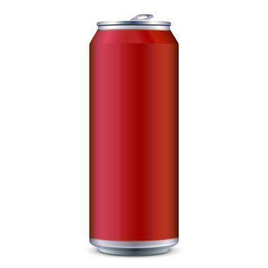 Red Metal Aluminum Beverage Drink Can 500ml. Ready For Your Design. Product Packing Vector EPS10