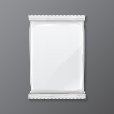 White Blank Foil Bag Packaging Coffee, Salt, Sugar, Pepper, Spices, Sachet, Sweets, Chocolate Or Candy Plastic Pack Ready For Your Design. Snack Product Packing Vector EPS10