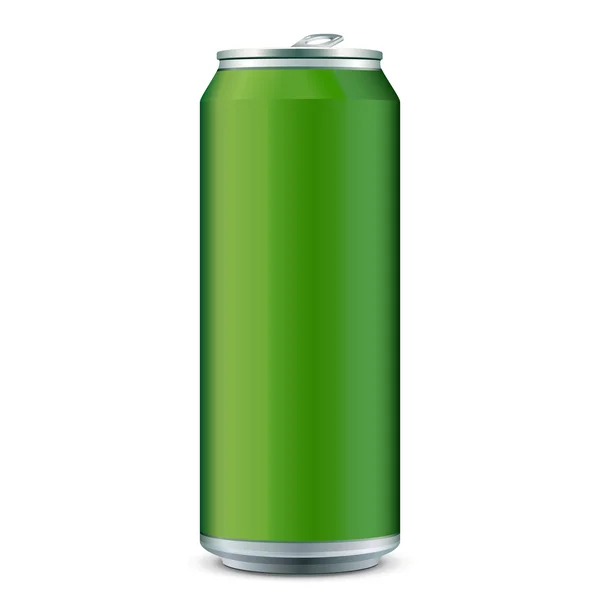 A bebida de alumínio verde do metal pode 500ml. Pronto para o seu design. Vetor de embalagem de produto EPS10 — Vetor de Stock