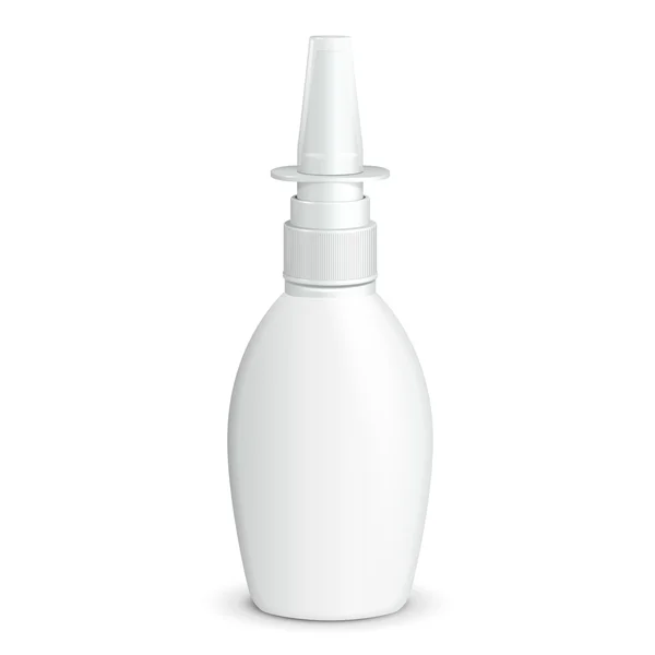 Spray Medical Nasal Antiseptika Kunststoffflasche weiß. Bereit für Ihr Design. Produktverpackung Vector EPS10 — Stockvektor