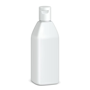 İçecek, kozmetik veya hijyen gri beyaz plastik şişe jel, sıvı sabun, krem, losyon şampuan. tasarımınız için hazır. illüstrasyon izole beyaz zemin üzerine. vektör eps10