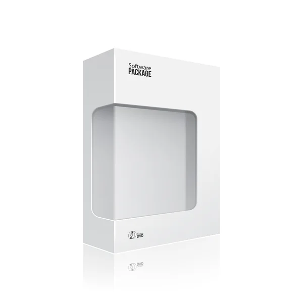 White Modern Software Product Package Box With Window For DVD Or CD Disk EPS10 — 图库矢量图片