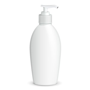 Gel, Foam Or Liquid Soap Dispenser Pump Plastic Bottle White. Mock Up Ready For Your Design. Product Packing Vector EPS10