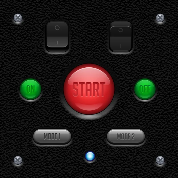 Leather UI Application Software Controls Set. Switch, Button, Lamp. Web Design Elements. Vector User Interface EPS10 — ストックベクタ