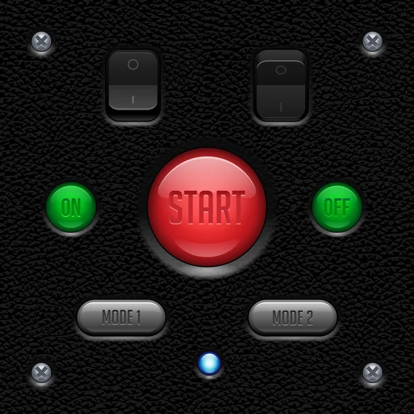 Leather UI Application Software Controls Set. Switch, Button, Lamp. Web Design Elements. Vector User Interface EPS10