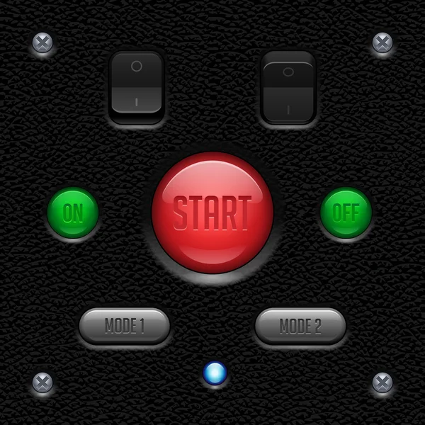 Leather UI Application Software Controls Set. Switch, Button, Lamp. Web Design Elements. Vector User Interface EPS10 — Wektor stockowy