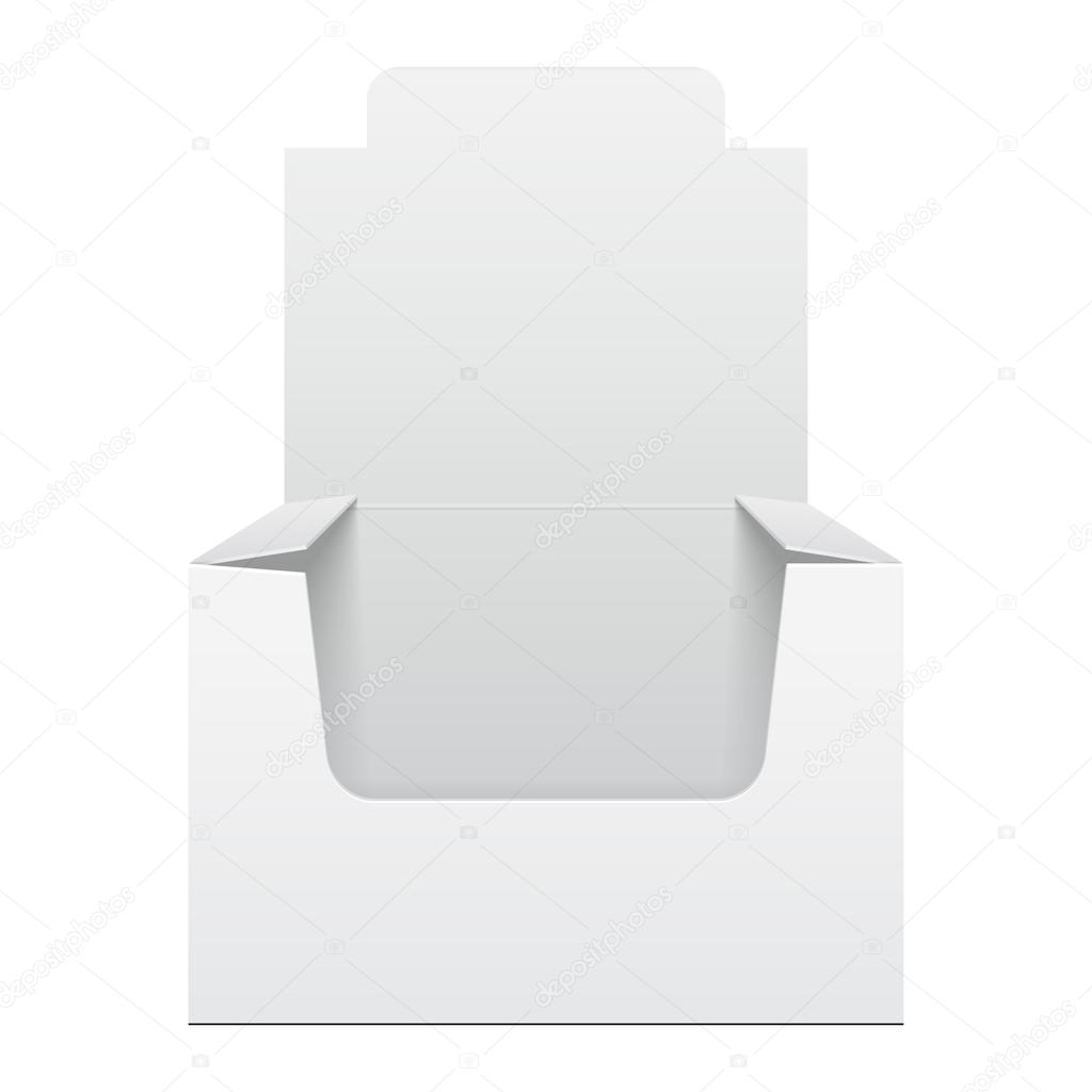 Download White Display Holder Box POS POI Cardboard Blank Empty, Front View. Products On White Background ...