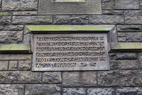 Királyok Wall emléktáblája Edinburgh-ban — Stock Fotó