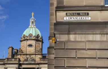 Bank of Scotland ve Royal Mile için bir Sokak İşareti