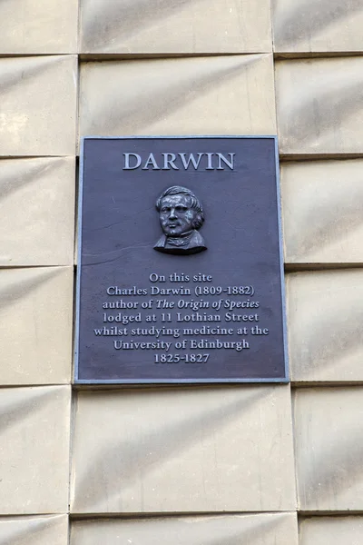 Charles Darwin tablica w Edynburgu — Zdjęcie stockowe