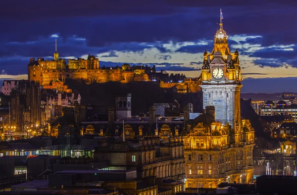 Edinburgh Castle and the Balmoral Hotel in Scotland Stock Picture