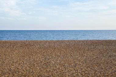 Çakıl plajı ve deniz Hastings'de