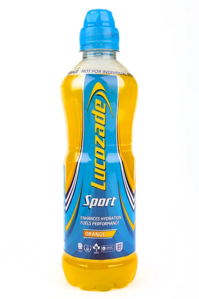 Lucozade spor enerji içeceği şişe — Stok fotoğraf