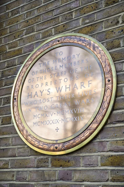 Hays Galleria War Memorial Plaque in London