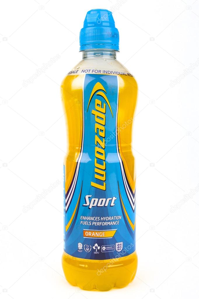 LONDON, UK - MAY 6TH 2016: A close-up shot of a bottle of Lucozade Sport energy driink, on 6th May 2016.