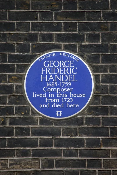 George frideric handel plakette in london — Stockfoto