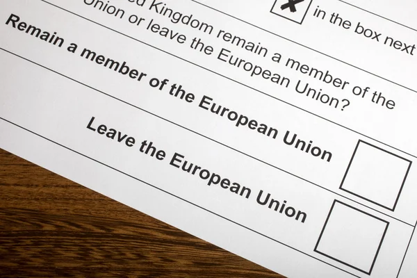 Documento de voto relativo ao referendo da UE — Fotografia de Stock