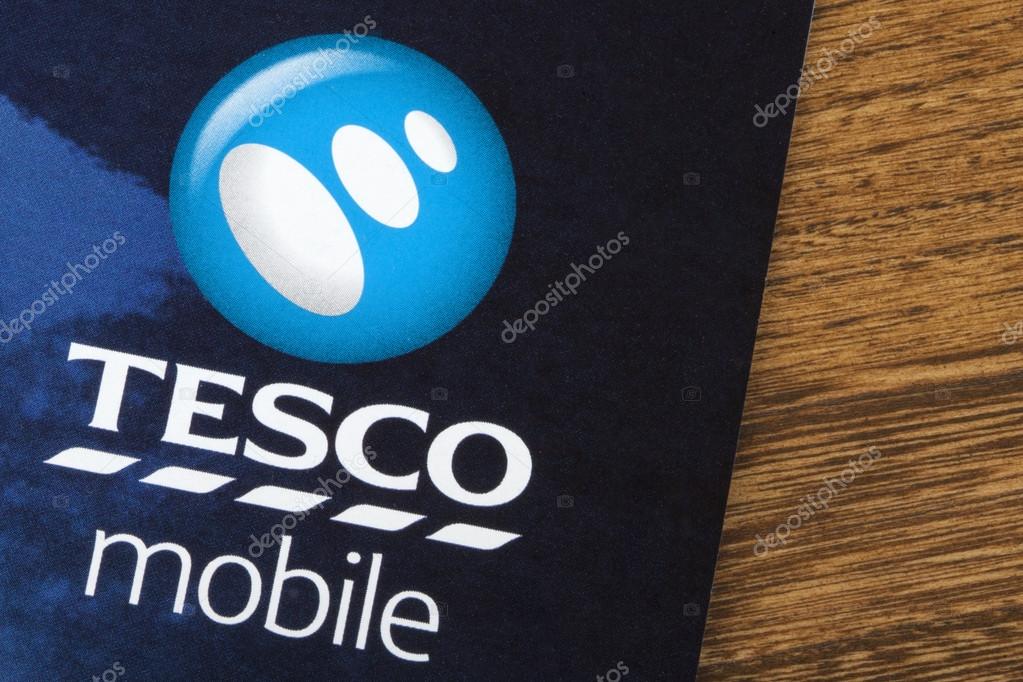 LONDON, UK - JUNE 13TH 2016: A close-up of the Tesco Mobile logo on a promotional leaflet, on 13th June 2016.