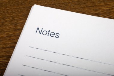Not sayfası bir defter