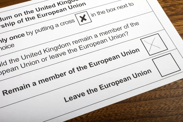 Documento de voto relativo ao referendo da UE — Fotografia de Stock