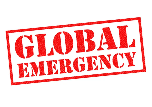 EMERGENCIA GLOBAL Sello de goma — Foto de Stock