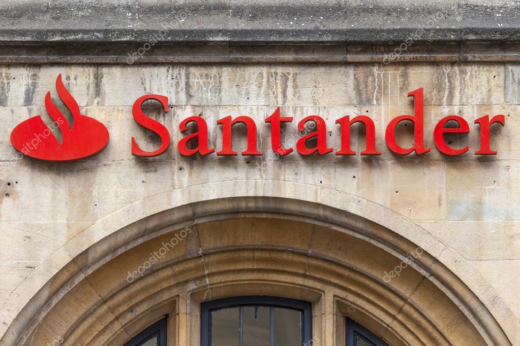 OXFORD, UNITED KINGDOM - AUGUST 12TH 2016: A sign for a Santander Bank outlet in the city of Oxford in the UK, on 12th August 2016.