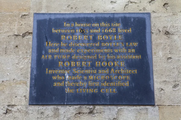 Robert Boyle i Robert Hooke tablica w Oxford — Zdjęcie stockowe