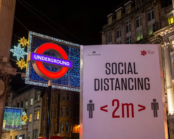 London November 22Nd 2020 Social Distancing Sign Pictured Next London — Stock Photo, Image