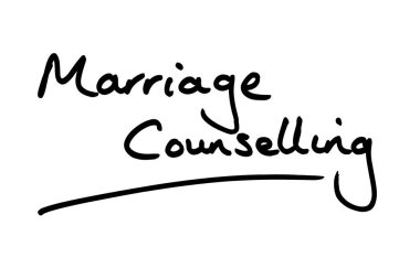 Marriage Counselling handwritten on a white background. clipart