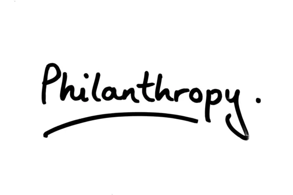 Mot Philanthropie Écrit Main Sur Fond Blanc — Photo