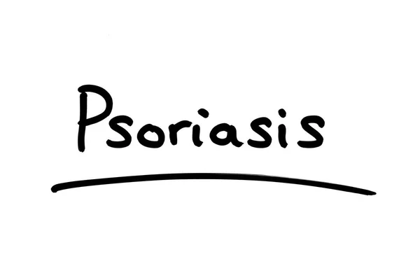 Mot Psoriasis Écrit Main Sur Fond Blanc — Photo