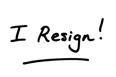 I Resign! handwritten on a white background. clipart