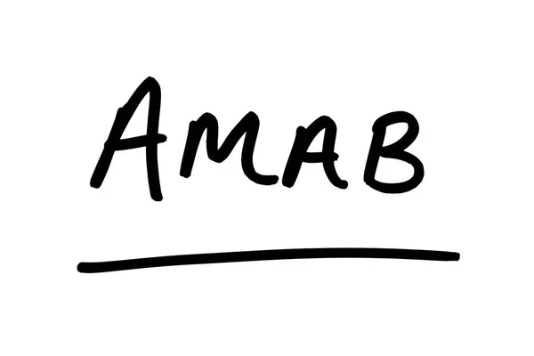 Amab Abbreviation Assigned Male Birth Handwritten White Background — Stock Photo, Image