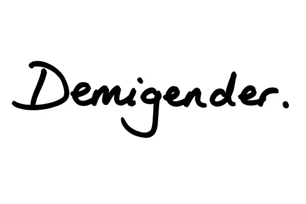 Término Demigender Escrito Mano Sobre Fondo Blanco — Foto de Stock