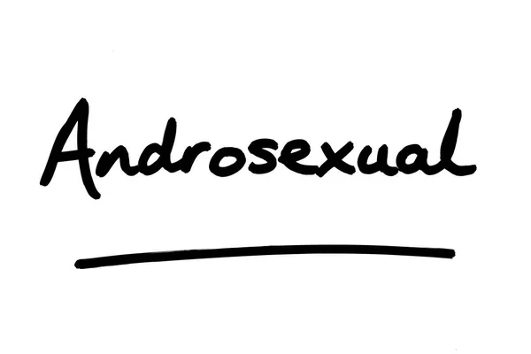 Termin Androsexual Odręcznie Napisane Białym Tle — Zdjęcie stockowe