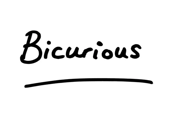 Ordet Bicurious Handskriven Vit Bakgrund — Stockfoto